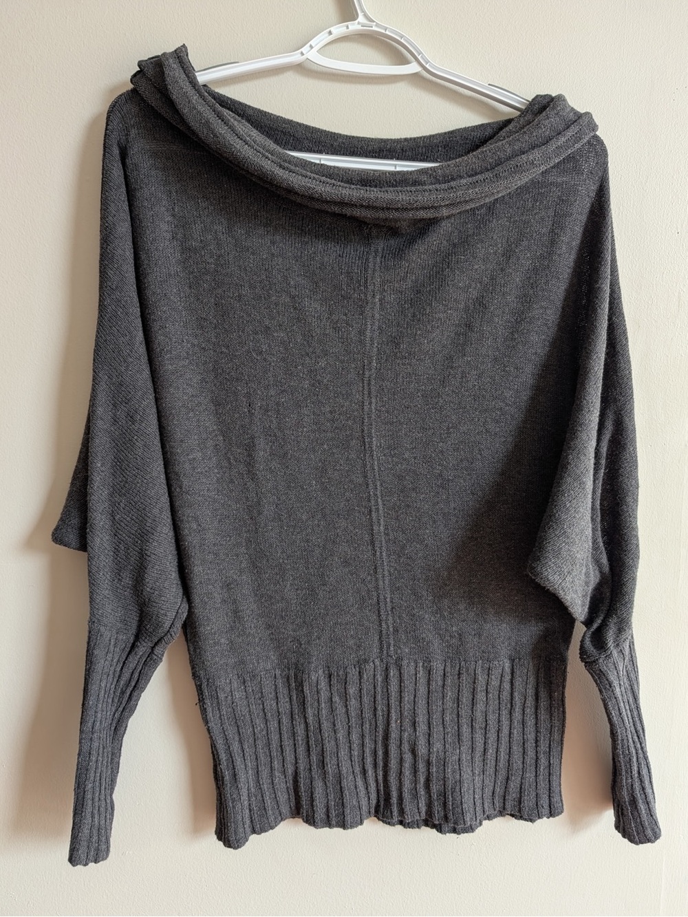 LAmade Charcoal Off-the-Shoulder Knit Sweater